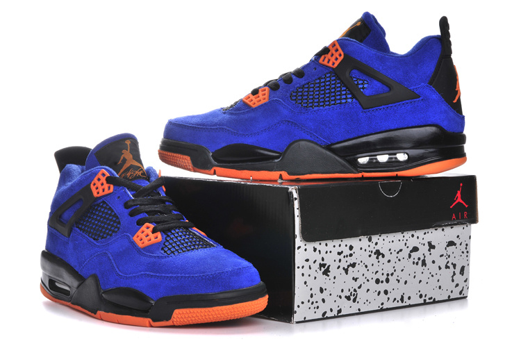 Air Jordan 4 Men Shoes Black/ Tomato/Blue Online